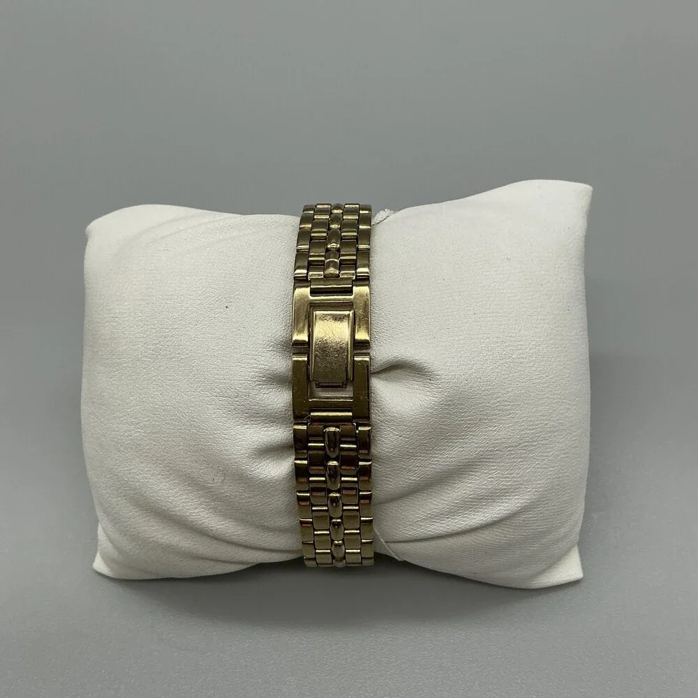 Seiko V401-0511 Womens Watch 19mm Black Dial Gold Tone New Battery 6.75